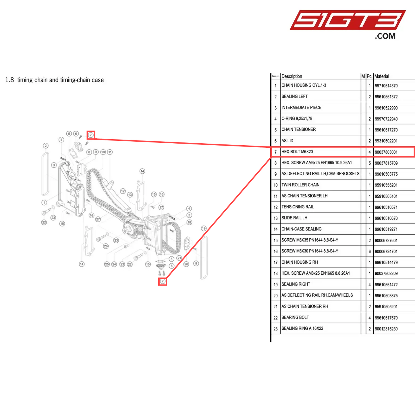 HEX-BOLT M6X20 - 90037803001 [PORSCHE 996 GT3 Cup]