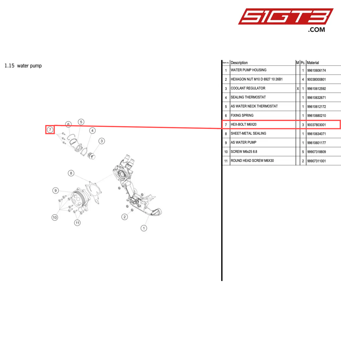 HEX-BOLT M6X20 - 90037803001 [PORSCHE 996 GT3 Cup]