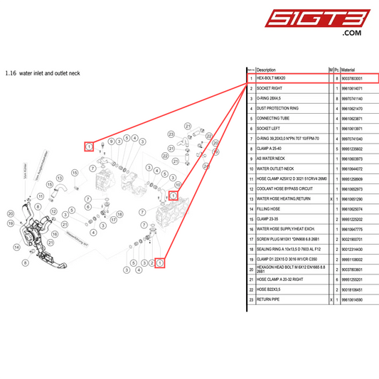 HEX-BOLT M6X20 - 90037803001 [PORSCHE 996 GT3 Cup]