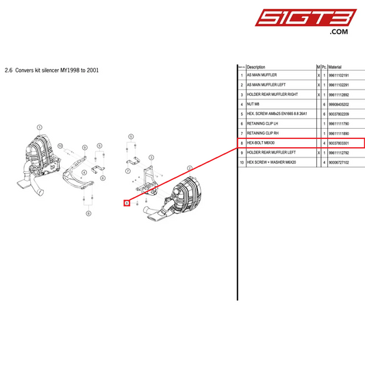 HEX-BOLT M8X30 - 90037803301 [PORSCHE 996 GT3 Cup]