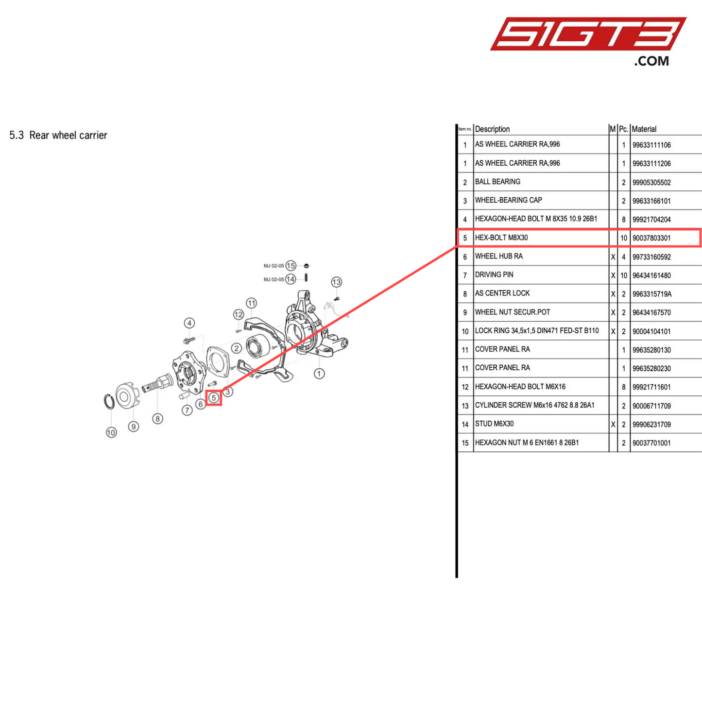 HEX-BOLT M8X30 - 90037803301 [PORSCHE 996 GT3 Cup]