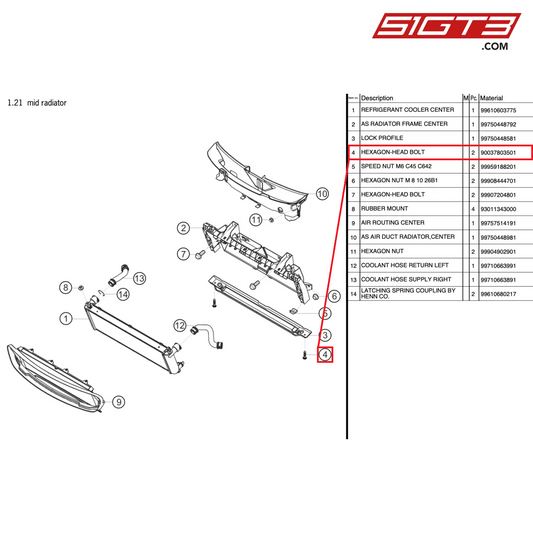 HEXAGON-HEAD BOLT M 6X16 EN1665 8.8 26B1 - 90037803501 [PORSCHE 997.2 GT3 Cup]