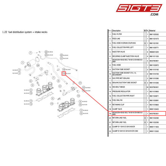 HEXAGON-HEAD BOLT M 6X16 EN1665 8.8 26B1 - 90037803501 [PORSCHE 996 GT3 Cup]