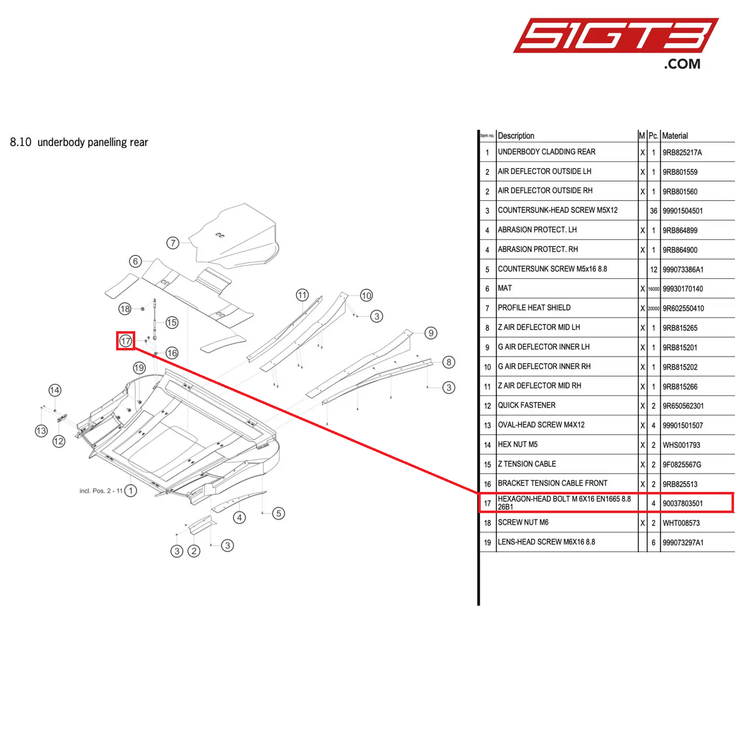 HEXAGON-HEAD BOLT M 6X16 EN1665 8.8 26B1 - 90037803501 [PORSCHE 992.1 GT3 R]