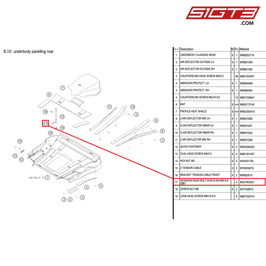 HEXAGON-HEAD BOLT M 6X16 EN1665 8.8 26B1 - 90037803501 [PORSCHE 992.1 GT3 R]