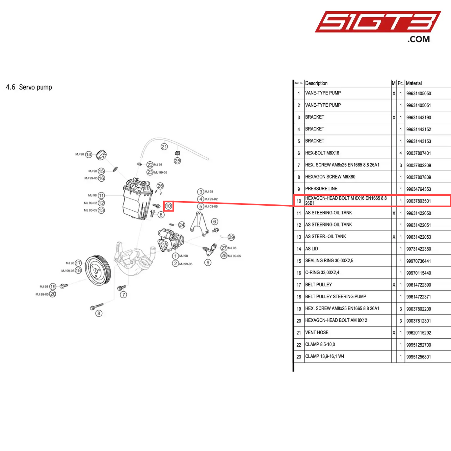 HEXAGON-HEAD BOLT M 6X16 EN1665 8.8 26B1 - 90037803501 [PORSCHE 996 GT3 Cup]