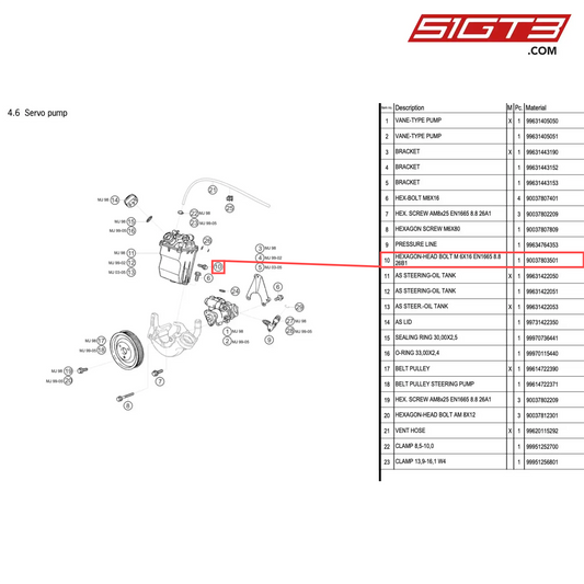 HEXAGON-HEAD BOLT M 6X16 EN1665 8.8 26B1 - 90037803501 [PORSCHE 996 GT3 Cup]