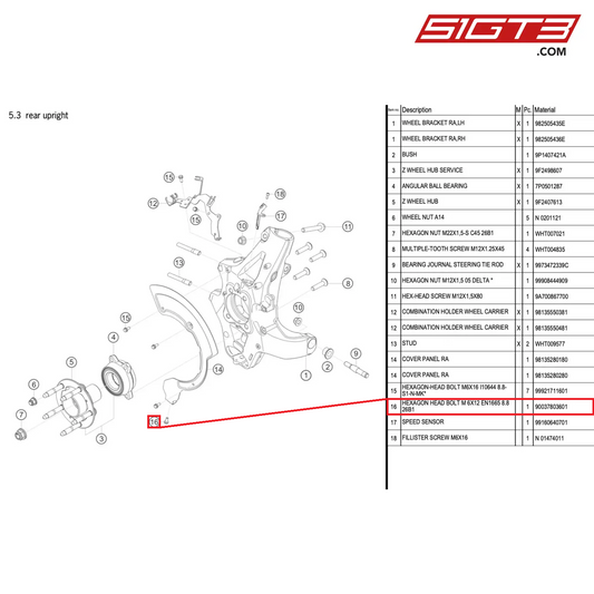 HEXAGON HEAD BOLT M 6X12 EN1665 8.8 26B1 - 90037803601 [PORSCHE 718 Cayman GT4 RS Clubsport]