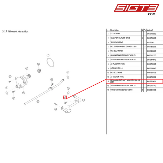 HEXAGON HEAD BOLT M 6X12 EN1665 8.8 26B1 - 90037803601 [PORSCHE 996 GT3 Cup]