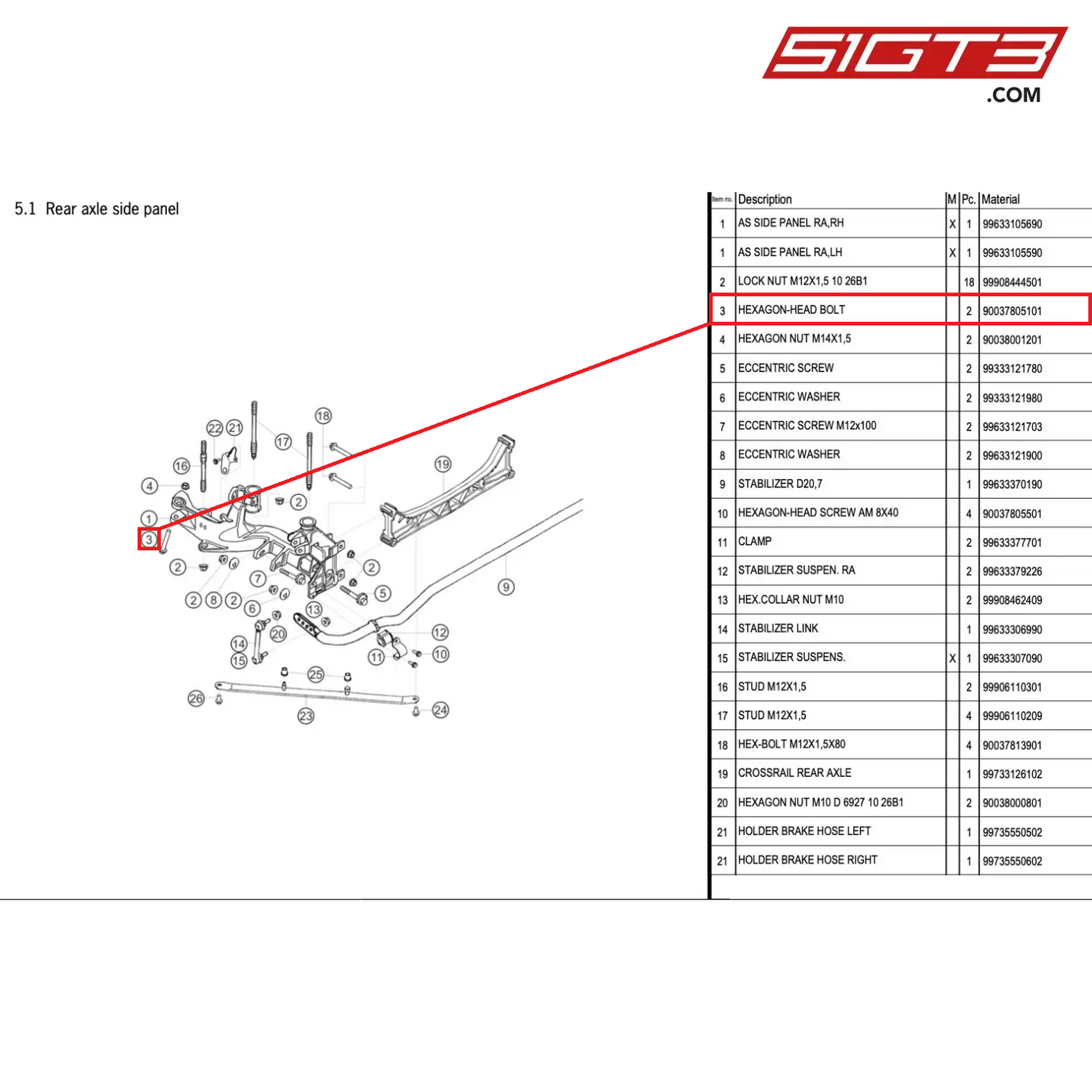 HEXAGON-HEAD BOLT - 90037805101 [PORSCHE 996 GT3 Cup]