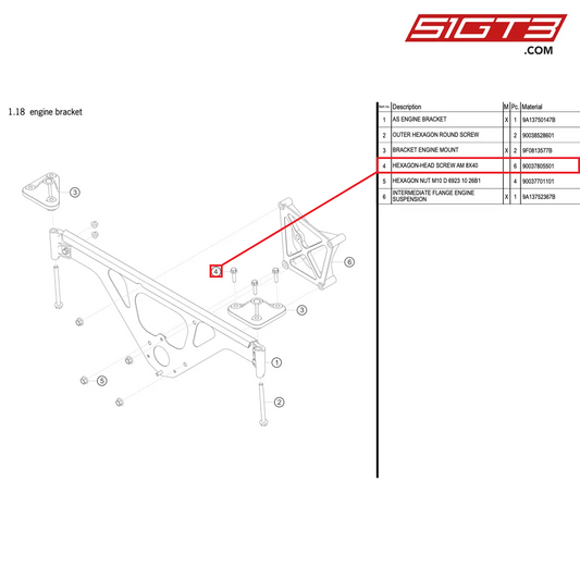 HEXAGON-HEAD SCREW AM 8X40 - 90037805501 [PORSCHE 911 GT3 R Type 991 (GEN 2)]