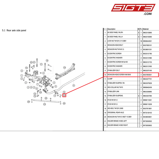 HEXAGON-HEAD SCREW AM 8X40 - 90037805501 [PORSCHE 996 GT3 Cup]