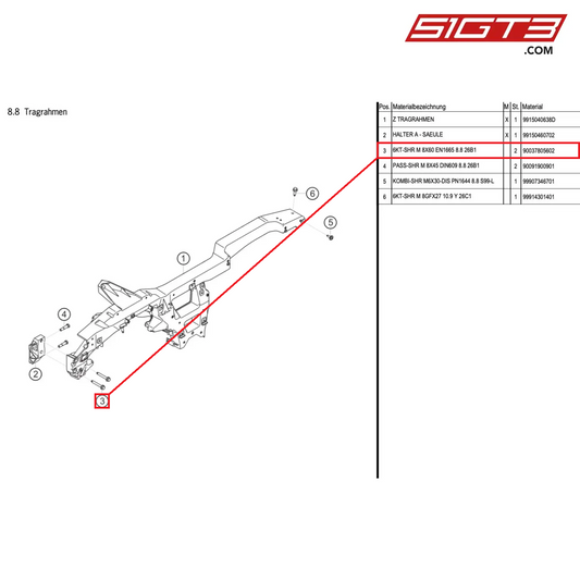 BOLT HEX.-HD. M 8X60 EN1665 8.8 26B1 - 90037805602 [PORSCHE Cayman 981 GT4 Clubsport]