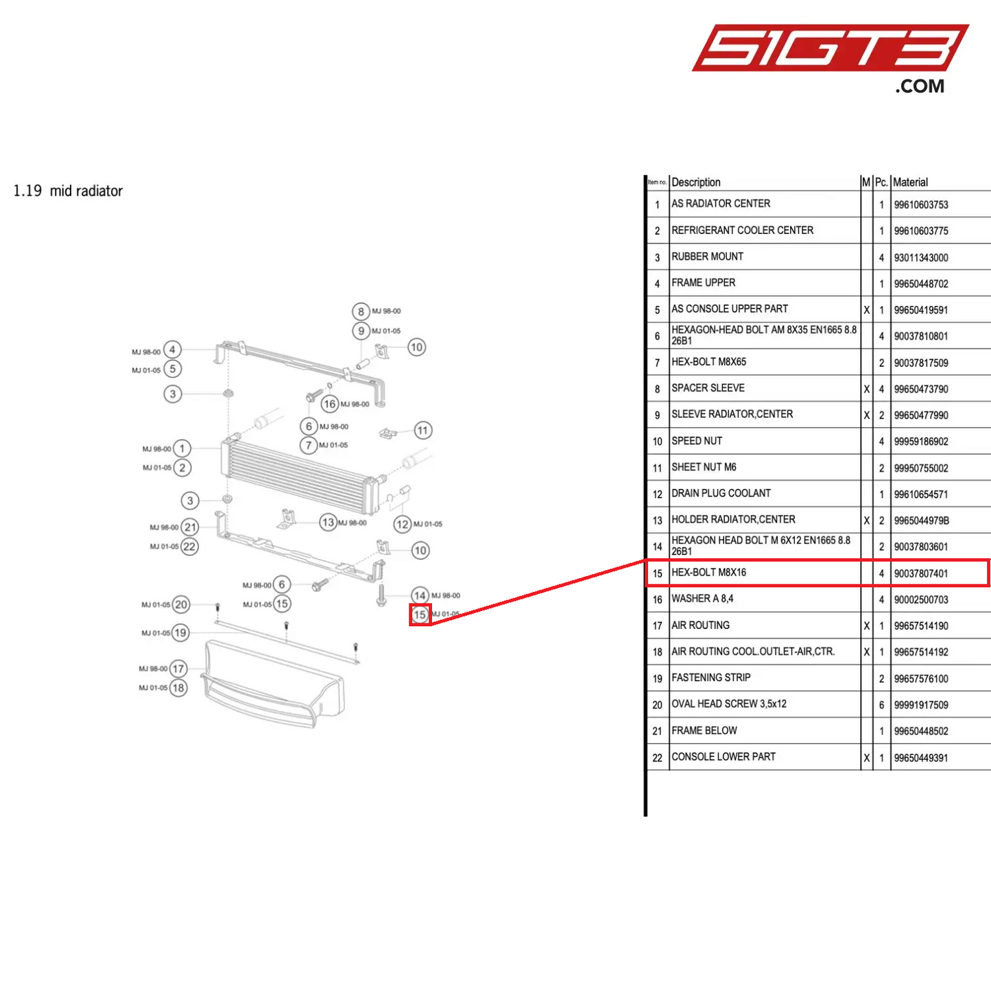 HEX-BOLT M8X16 - 90037807401 [PORSCHE 996 GT3 Cup]