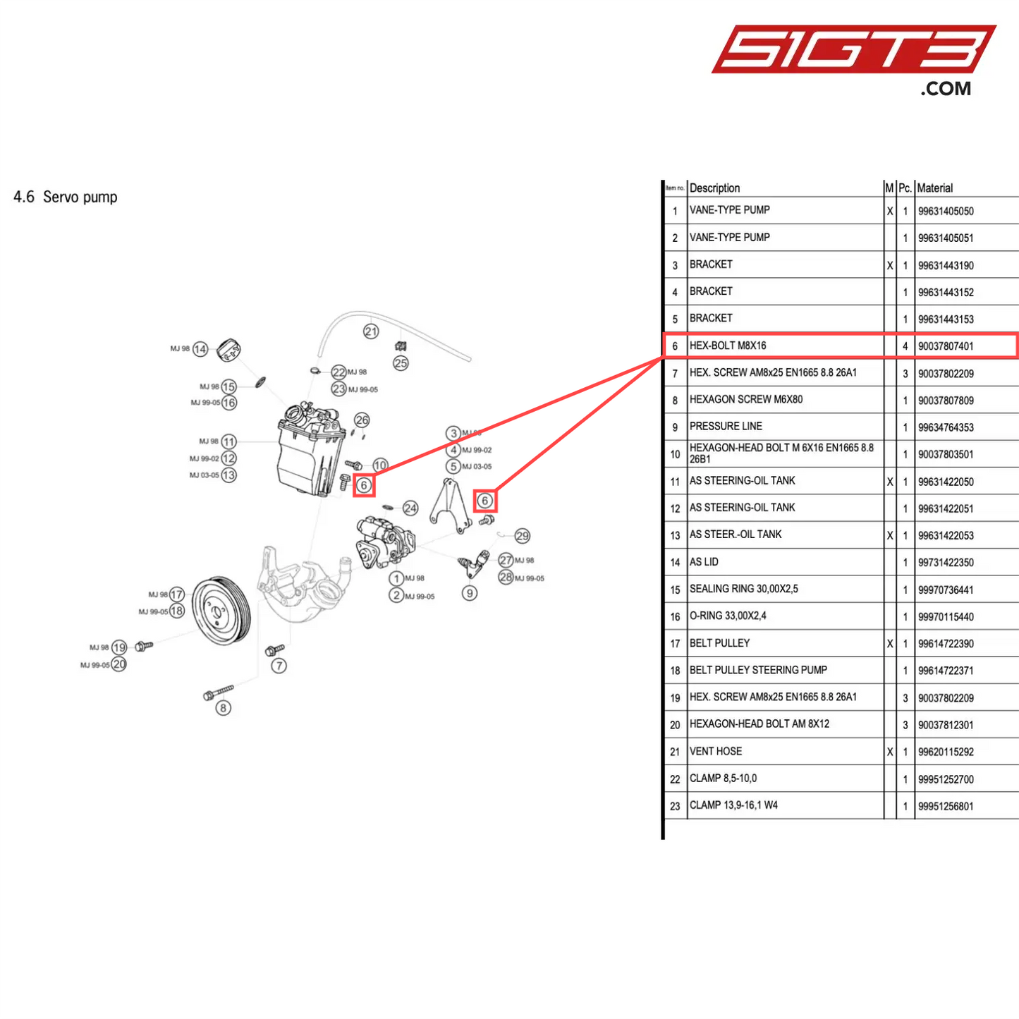 HEX-BOLT M8X16 - 90037807401 [PORSCHE 996 GT3 Cup]