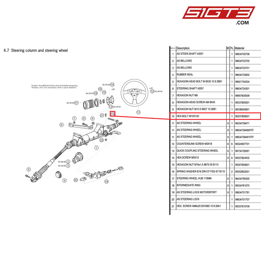 HEX-BOLT M10X100 - 90037809501 [PORSCHE 996 GT3 Cup]