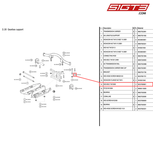 HEX-BOLT M10X60 - 90037809801 [PORSCHE 996 GT3 Cup]