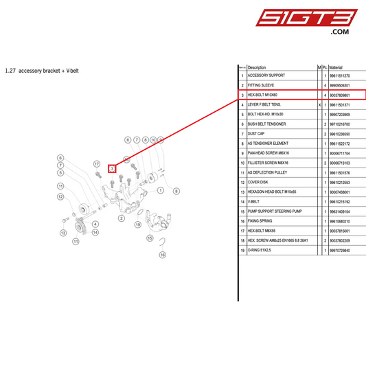 HEX-BOLT M10X60 - 90037809801 [PORSCHE 996 GT3 Cup]