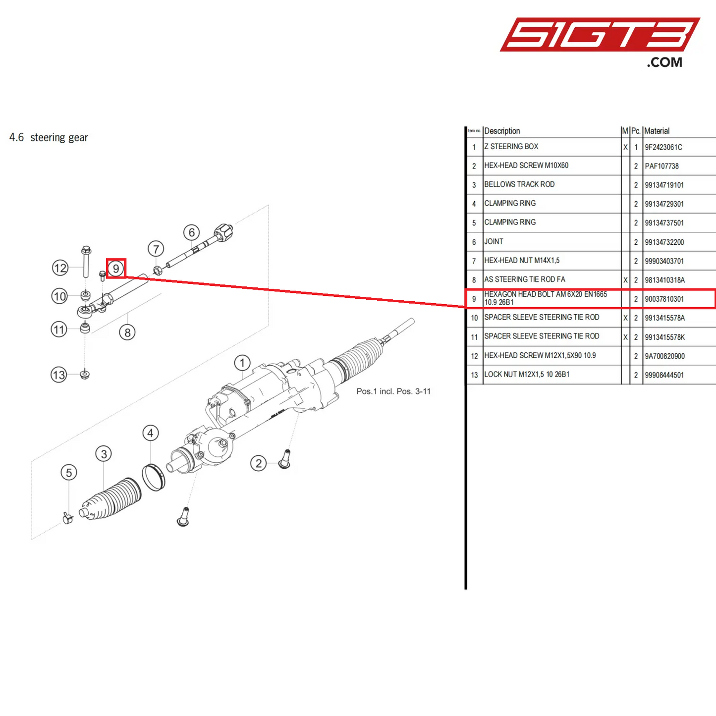 HEXAGON HEAD BOLT AM 6X20 EN1665 10.9 26B1 - 90037810301 [PORSCHE 718 Cayman GT4 Clubsport]