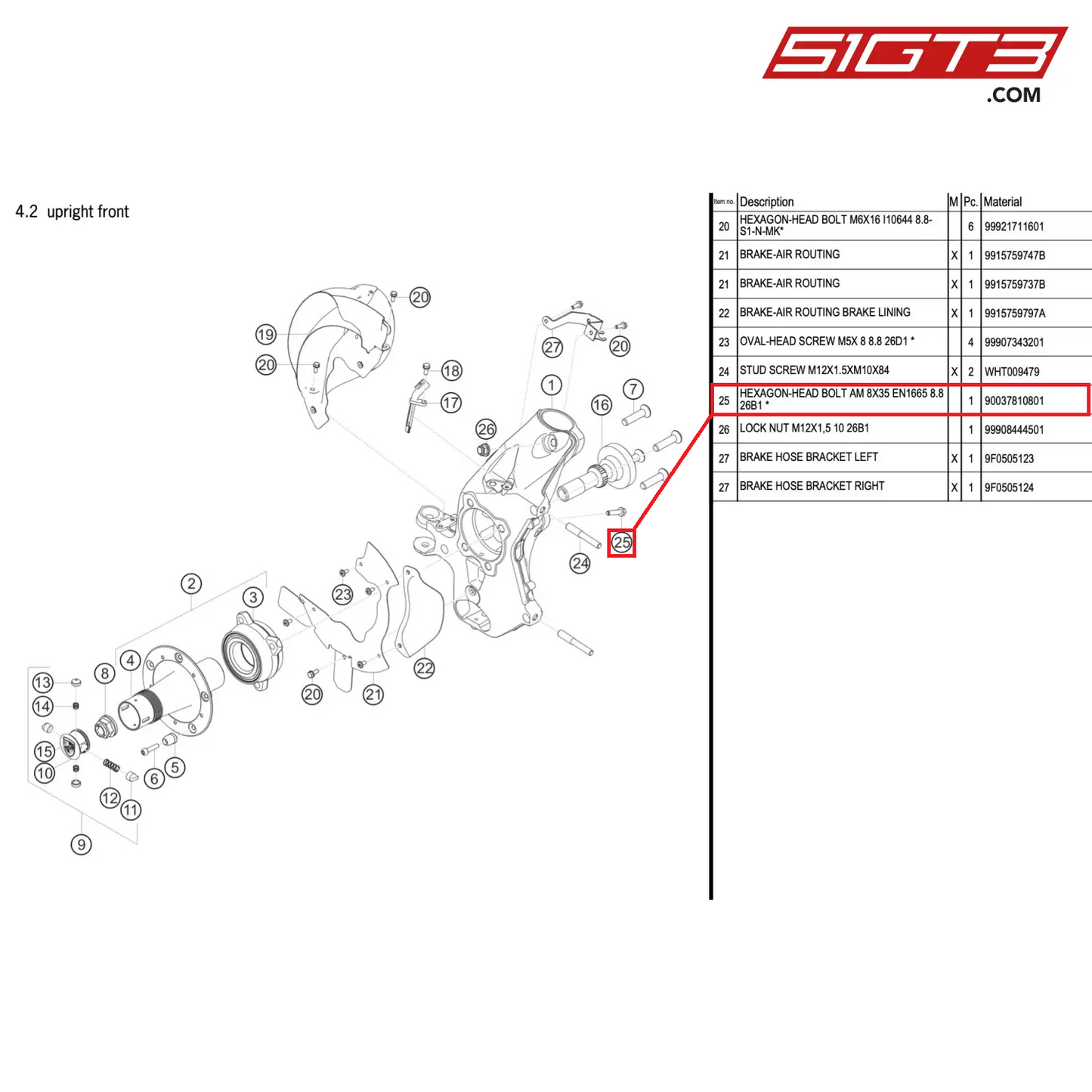 HEXAGON-HEAD BOLT AM 8X35 EN1665 8.8 26B1 - 90037810801 [PORSCHE 911 GT2 RS Clubsport]