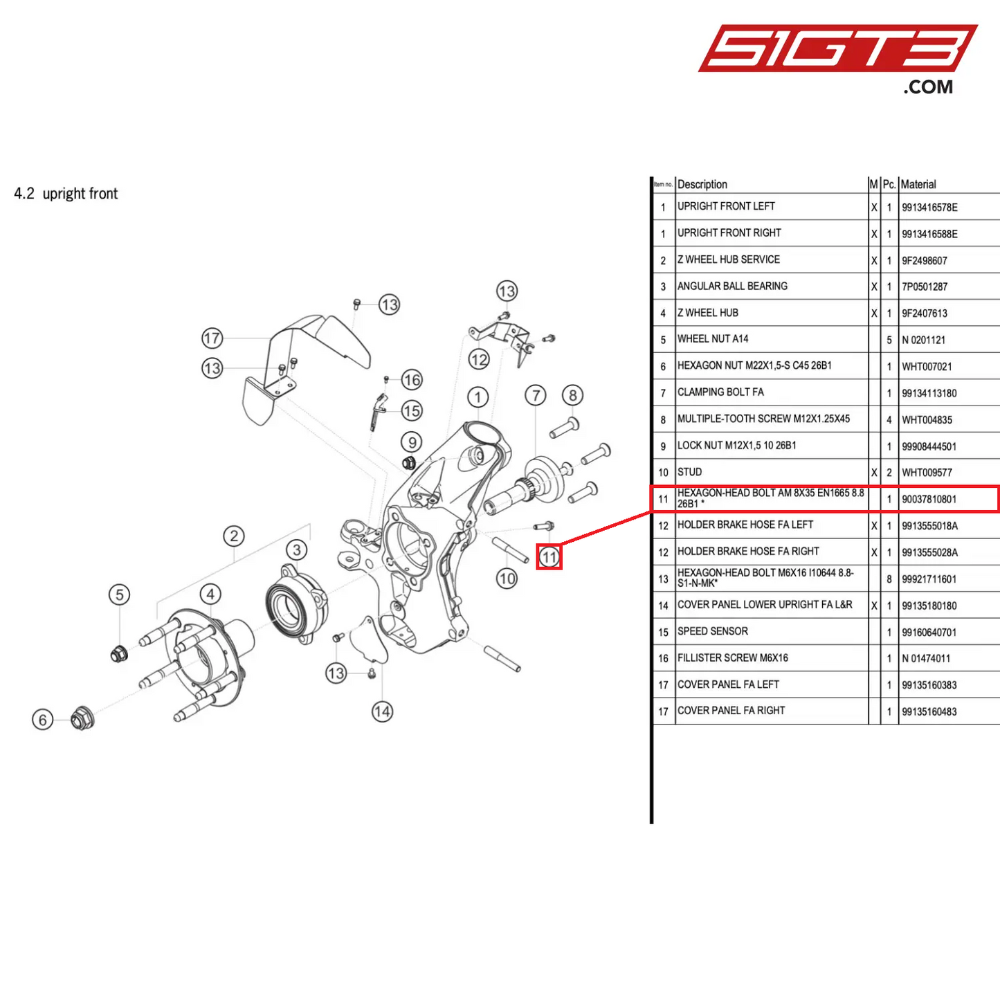 HEXAGON-HEAD BOLT AM 8X35 EN1665 8.8 26B1 - 90037810801 [PORSCHE 718 Cayman GT4 RS Clubsport]