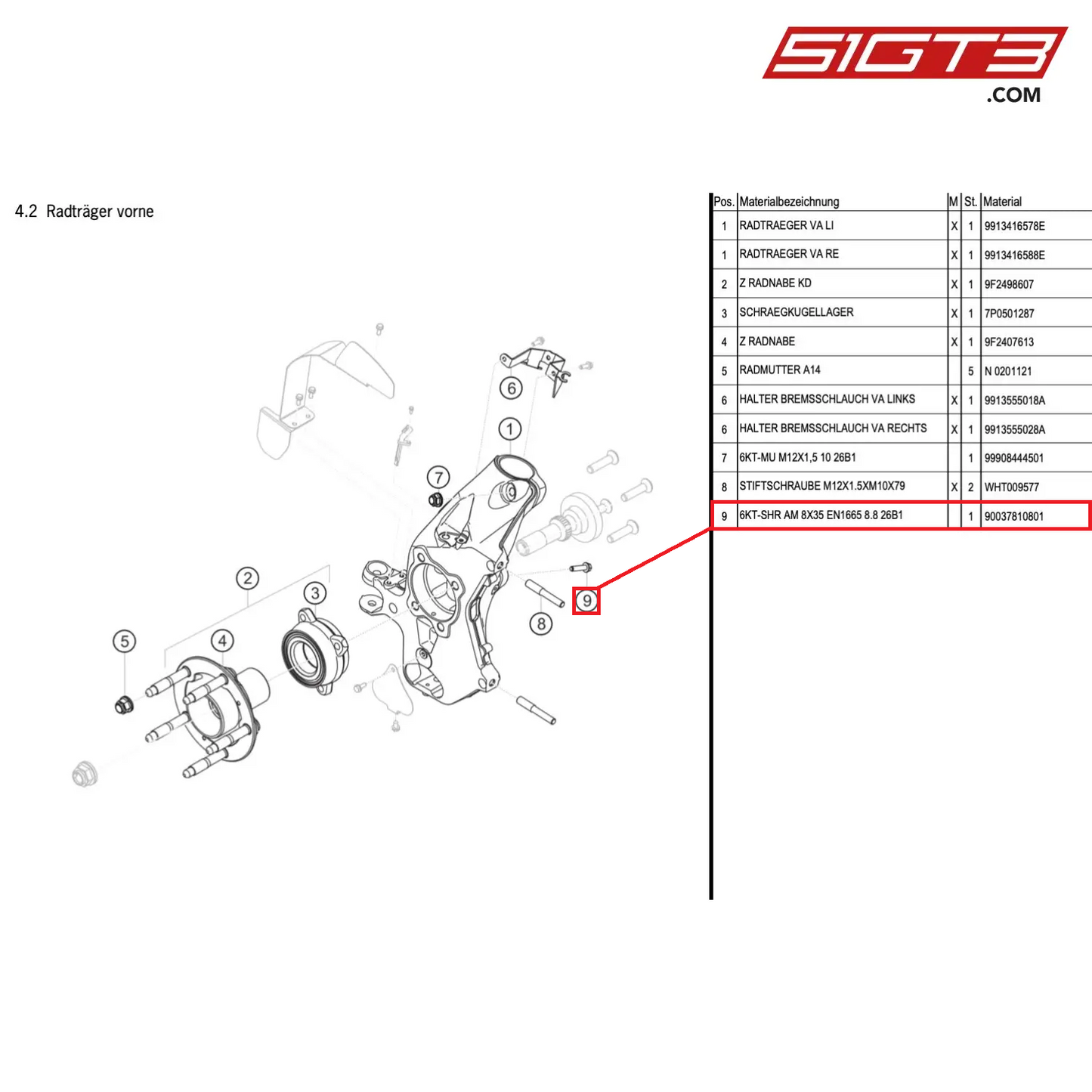 HEXAGON-HEAD BOLT AM 8X35 EN1665 8.8 26B1 - 90037810801 [PORSCHE Cayman 981 GT4 Clubsport]