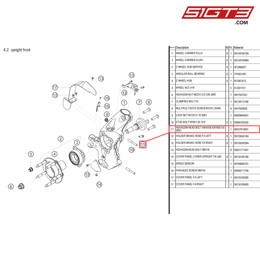 HEXAGON-HEAD BOLT AM 8X35 EN1665 8.8 26B1 - 90037810801 [PORSCHE 718 Cayman GT4 Clubsport]