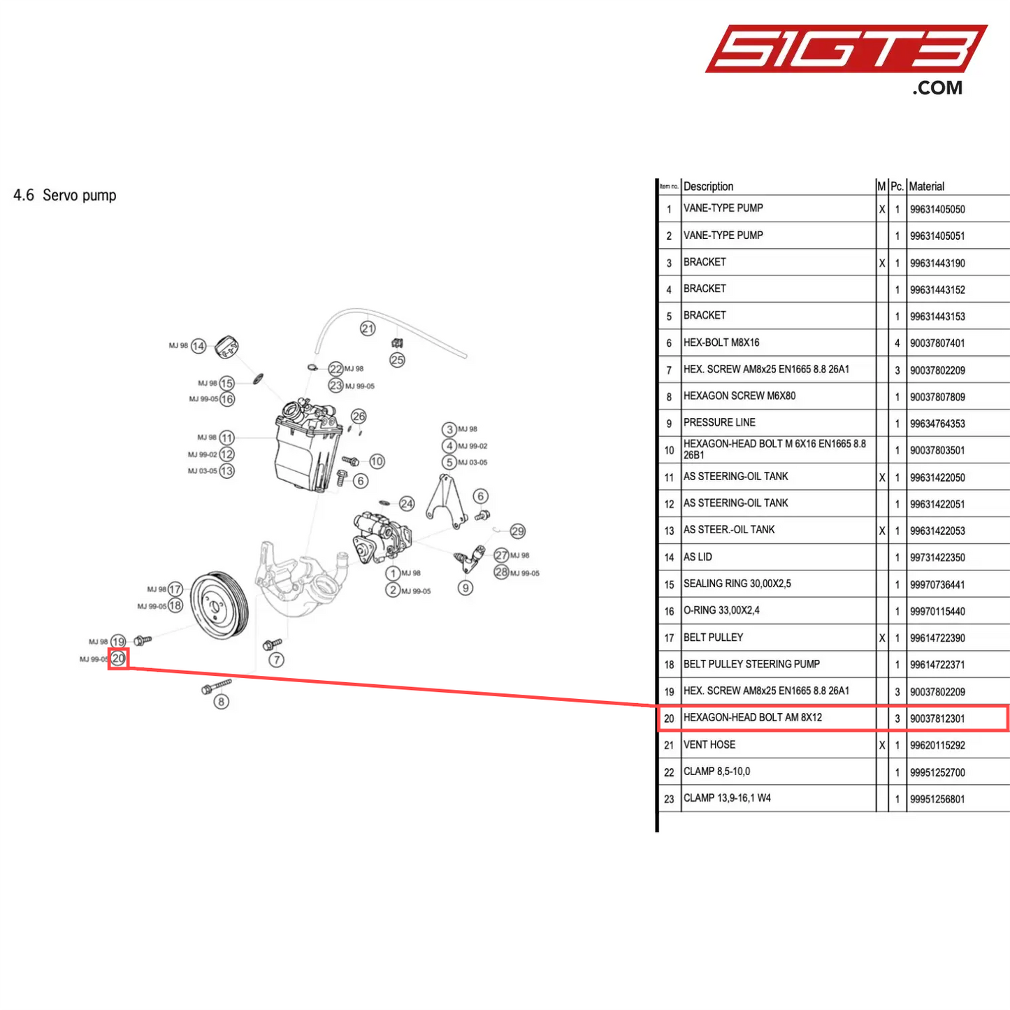 HEXAGON-HEAD BOLT AM 8X12 - 90037812301 [PORSCHE 996 GT3 Cup]