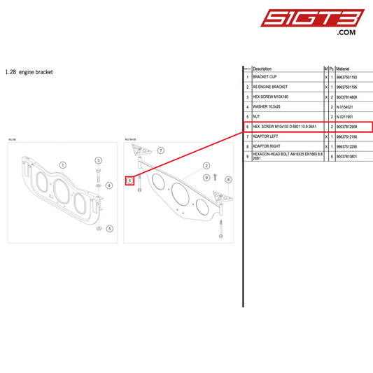 HEX. SCREW M10x130 D 6921 10.9 26A1 - 90037812909 [PORSCHE 996 GT3 Cup]