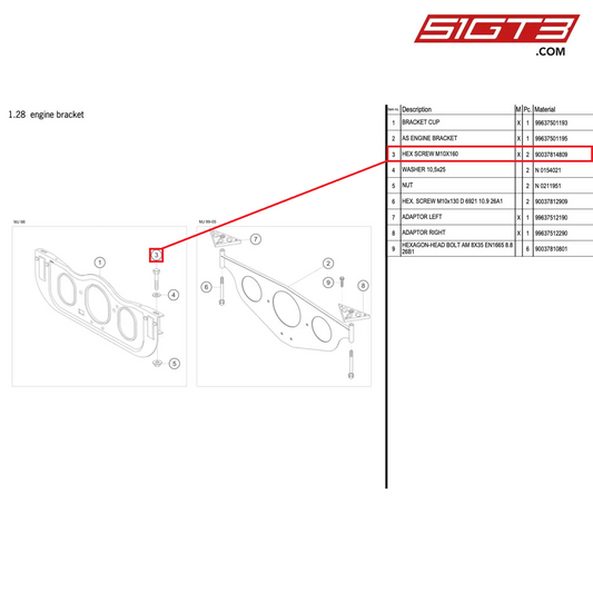 HEX SCREW M10X160 - 90037814809 [PORSCHE 996 GT3 Cup]