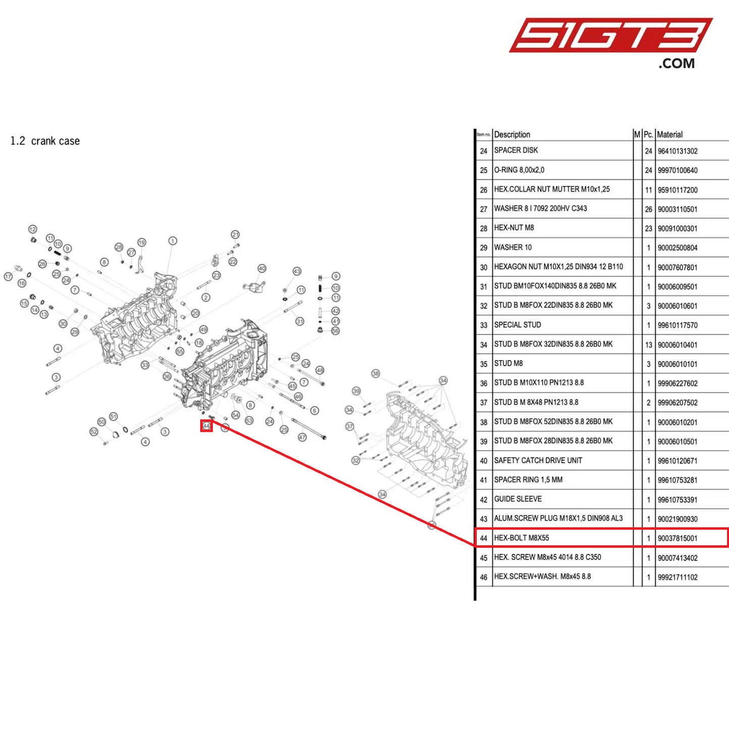 HEX-BOLT M8X55 - 90037815001 [PORSCHE 996 GT3 Cup]