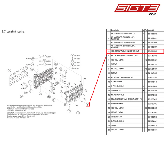 HEX. SCREW AM6x25 EN1665 10.9 26A1 - 90037815709 [PORSCHE 996 GT3 Cup]