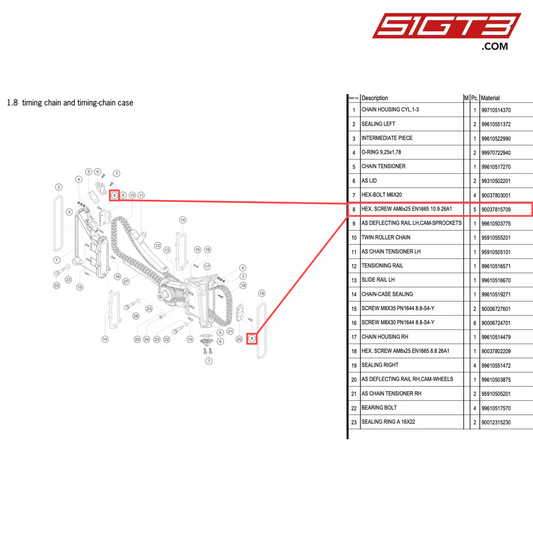 HEX. SCREW AM6x25 EN1665 10.9 26A1 - 90037815709 [PORSCHE 996 GT3 Cup]