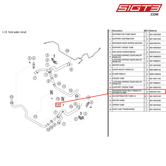 HEXAGON HEAD BOLT M6X20-PA EN1665 8.8 26B1 - 90037817301 [PORSCHE 911 GT3 Cup Type 991 (GEN 2)]