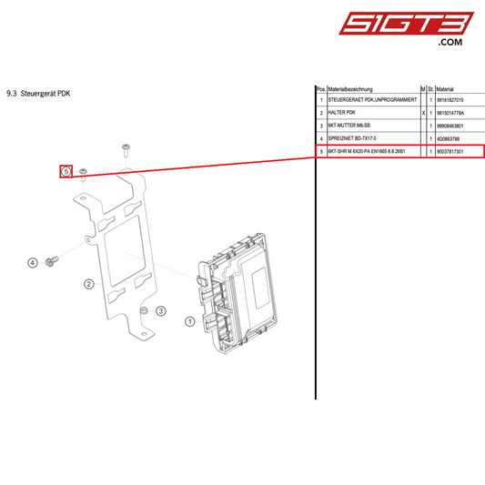 HEXAGON HEAD BOLT M6X20-PA EN1665 8.8 26B1 - 90037817301 [PORSCHE Cayman 981 GT4 Clubsport]