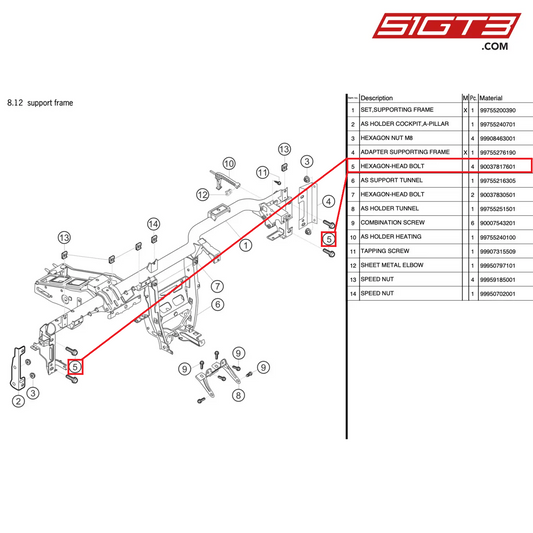 HEXAGON-HEAD BOLT - 90037817601 [PORSCHE 997.2 GT3 Cup]