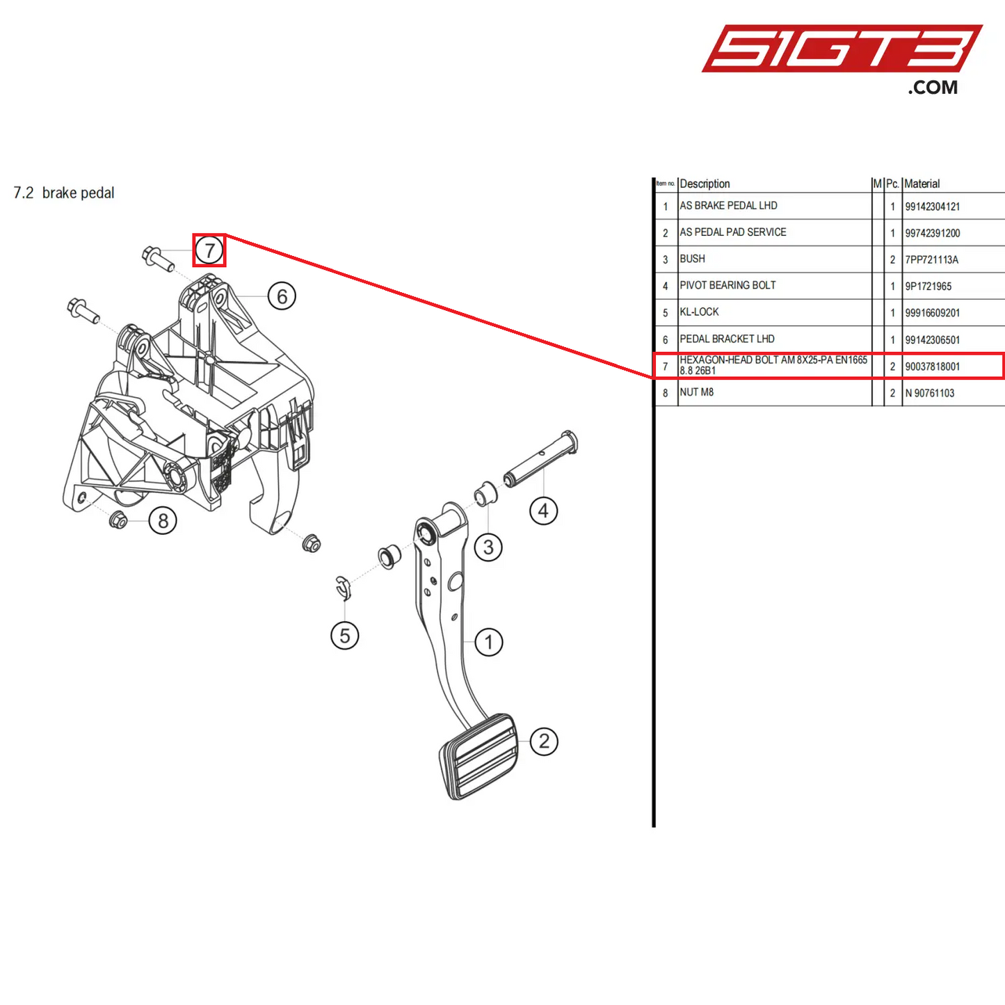 HEXAGON-HEAD BOLT AM 8X25-PA EN1665 8.8 26B1 - 90037818001 [PORSCHE 718 Cayman GT4 Clubsport]