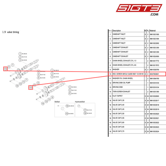 HEX. SCREW AM12x1,5x50D 6921 12.9 B140 - 90037820601 [PORSCHE 996 GT3 Cup]