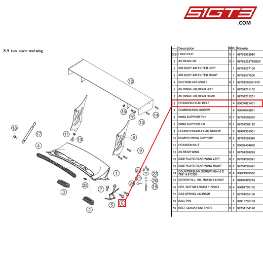 HEXAGON-HEAD BOLT - 90037821401 [PORSCHE 997.2 GT3 Cup]