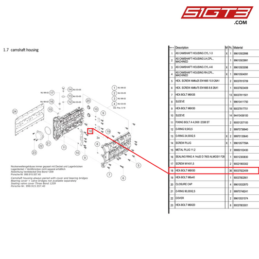 HEX-BOLT M8X50 - 90037822409 [PORSCHE 996 GT3 Cup]