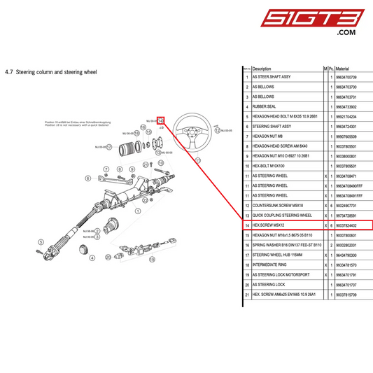 HEX.SCREW M5X12 - 90037824402 [PORSCHE 996 GT3 Cup]