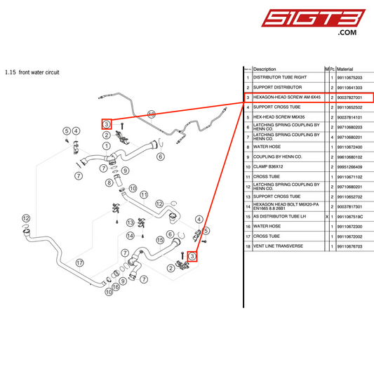 HEXAGON-HEAD SCREW AM 6X45 - 90037827001 [PORSCHE 911 GT3 Cup Type 991 (GEN 2)]