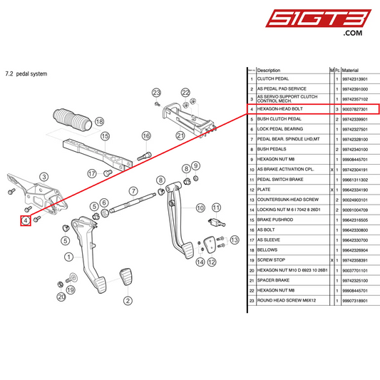 HEXAGON-HEAD BOLT - 90037827301 [PORSCHE 997.2 GT3 Cup]