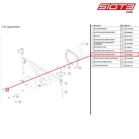 HEXAGON-HEAD SCREW M10X135 - 90037828601 [PORSCHE 991.1 GT3 Cup (2017)]