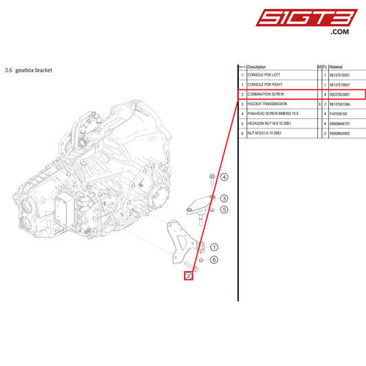 COMBINATION SCREW - 90037833801 [PORSCHE 718 Cayman GT4 Clubsport]