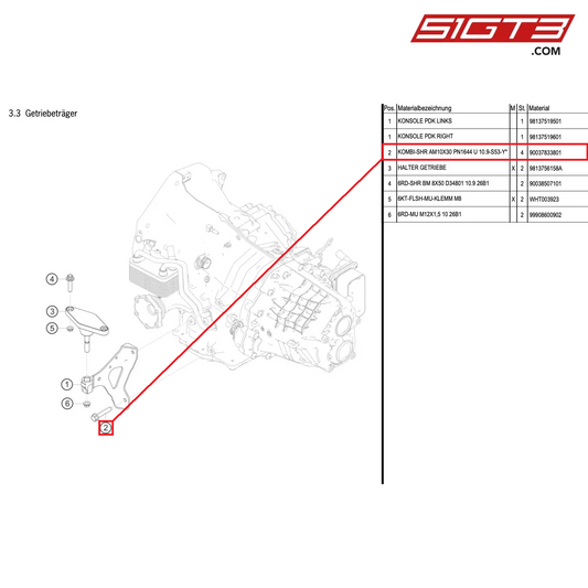 COMBINATION SCREW - 90037833801 [PORSCHE Cayman 981 GT4 Clubsport]