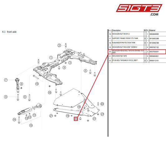 HEXAGON HEAD BOLT M10X16 EN1665 10.9 26B1 - 90037835001 [PORSCHE 718 Cayman GT4 Clubsport]