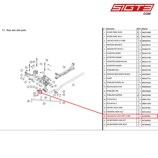 HEXAGON NUT M10 D 6927 10 26B1 - 90038000801 [PORSCHE 996 GT3 Cup]