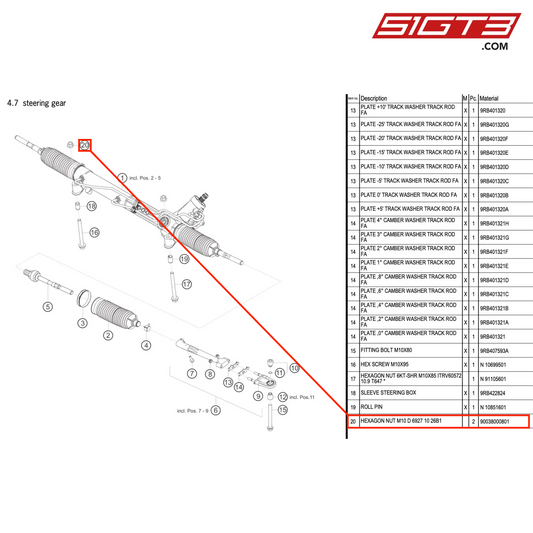 HEXAGON NUT M10 D 6927 10 26B1 - 90038000801 [PORSCHE 992.1 GT3 R]