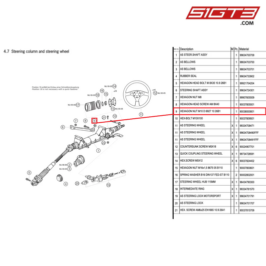 HEXAGON NUT M10 D 6927 10 26B1 - 90038000801 [PORSCHE 996 GT3 Cup]